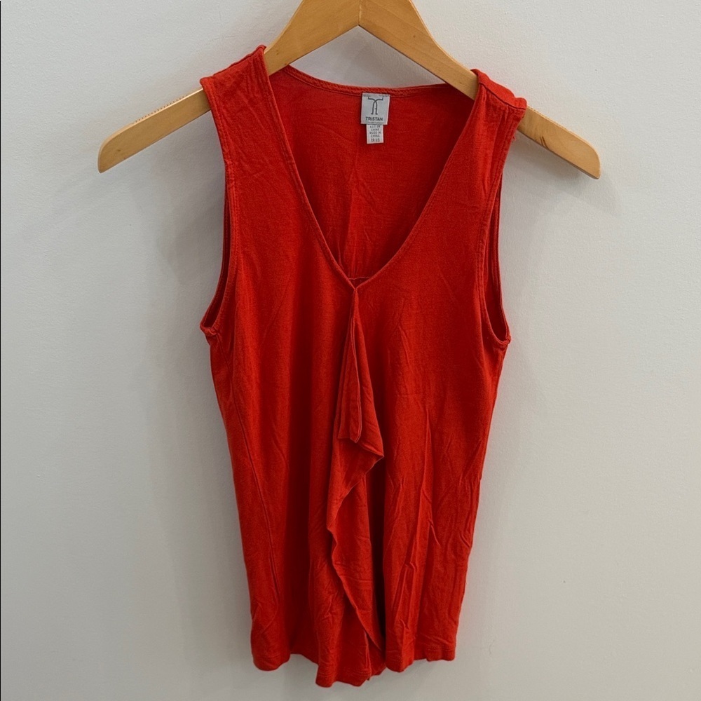 Tristan Rust Orange Ruffle Front Tank Top – XS